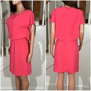 Trina Turk hot pink elastic waist peek a boo back dress
